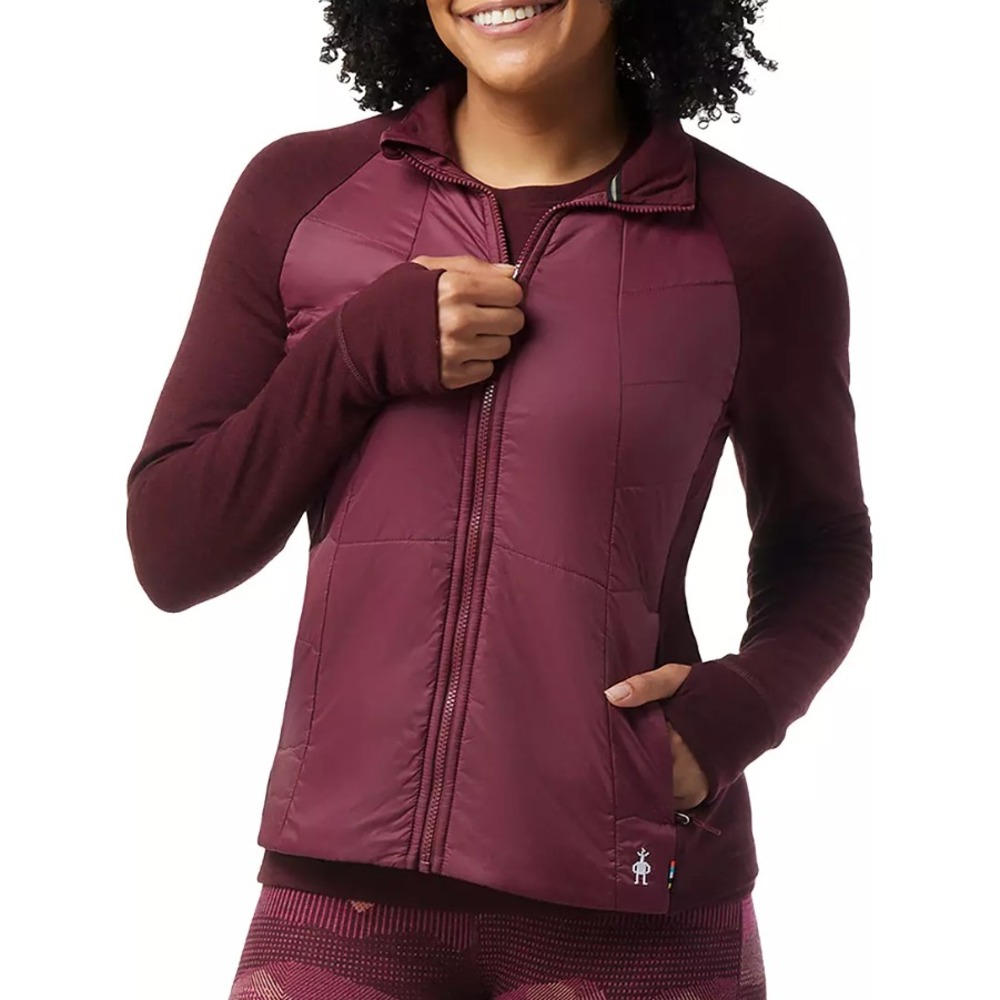 Smartwool Womens Smartloft Jacket Full Zip Merino Wool Sleeve Black Cherry Small